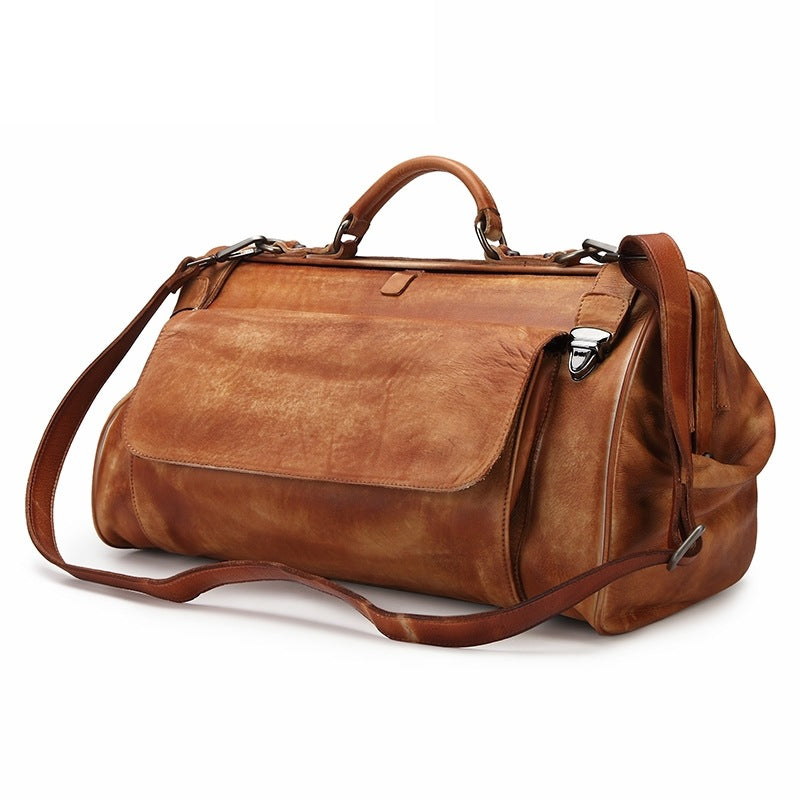 Genuine Leather Business Travel Bag | Luxury Men's Weekender