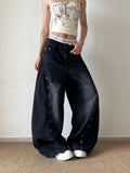 Damen Designer Jeans mit Eyelet-Details – Trendige Washed Denim Hose