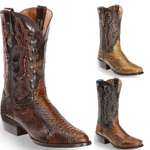 Herren Bestickte Spitze Boots – Patchwork Steppstiefel im Luxus Stil