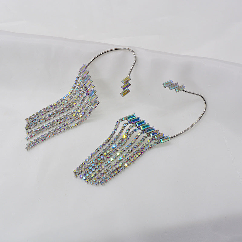 Lange Strass-Tassel Ohrringe – Elegante Funkelnde Ohrhänger für Damen