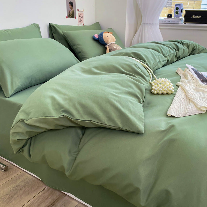 Baumwolle Bettwäsche Set 4-teilig | Weich & Modern Uni Design