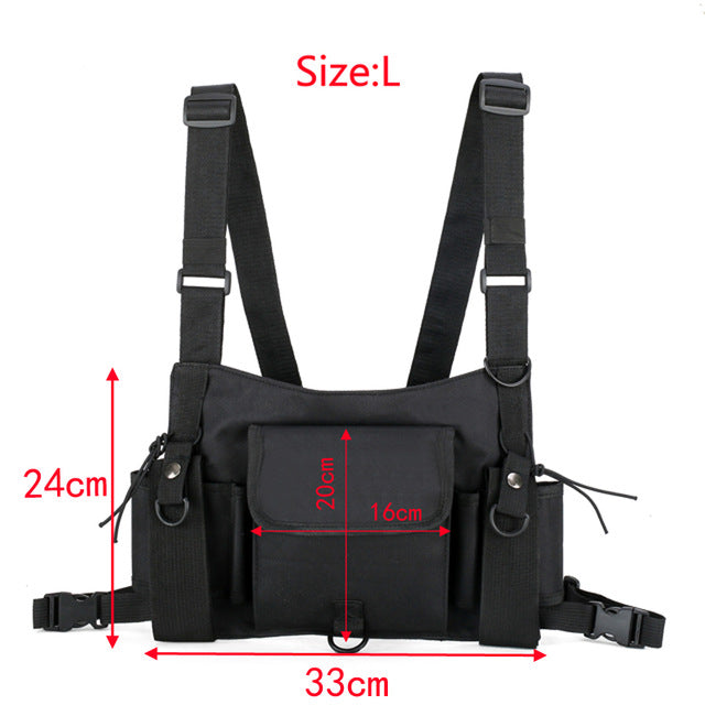 Women's Streetwear Chest Bag | Black Modern Chest Rig Bag