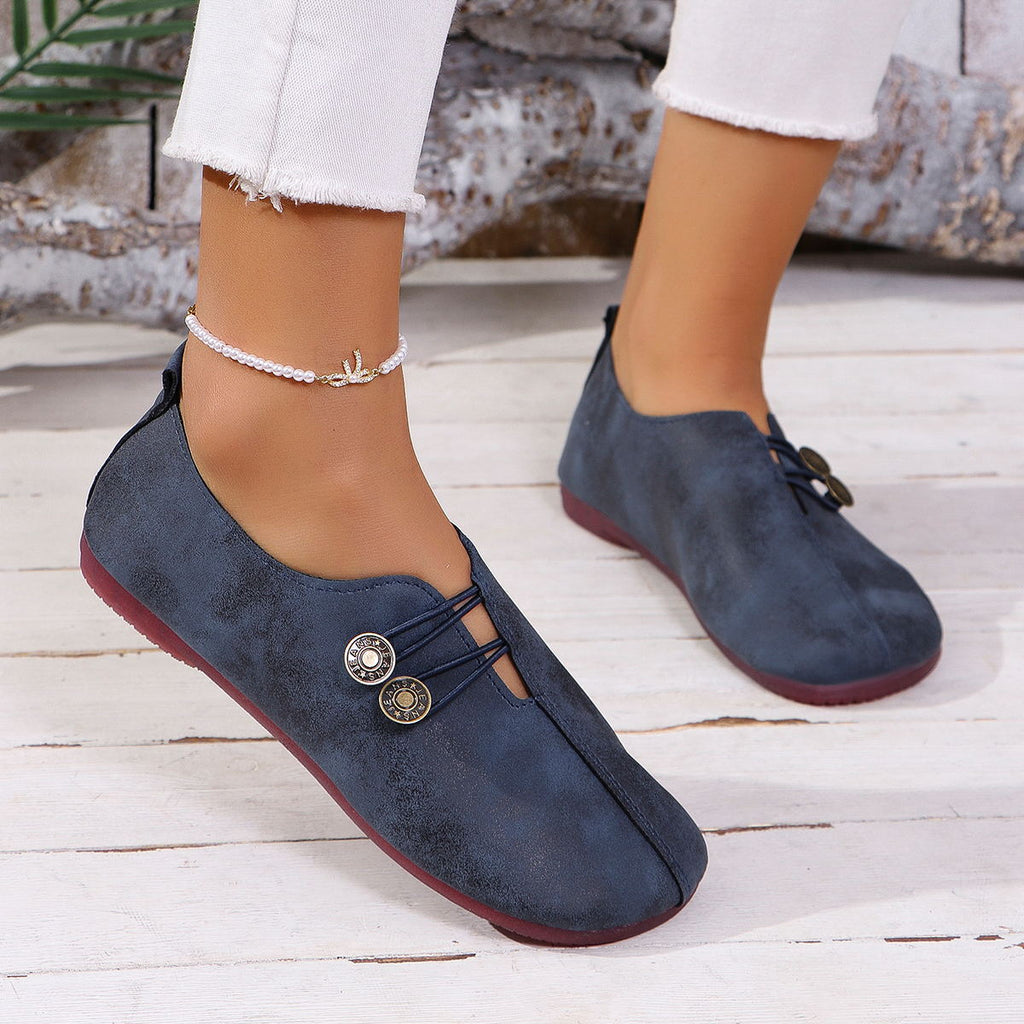 Damen Sandalen eckig bequem | Slip-On Sommer Flats elegant