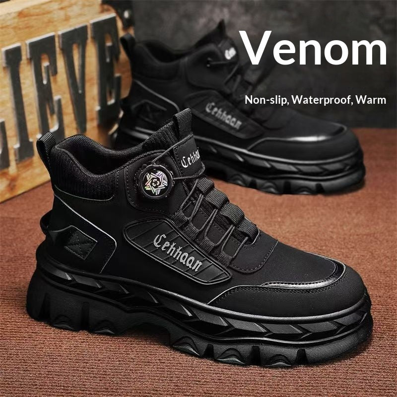 Men's Platform Work Boots - Non-slip Outdoor Shoes with Height Increase
