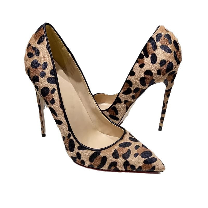 Leopard Print High Heels for Women | Elegant Suede Stiletto Pumps