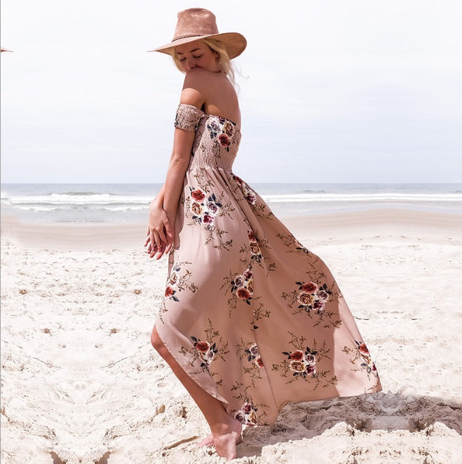 Boho Off-Shoulder Maxi Dress - Breezy Summer & Beach Dress for Women