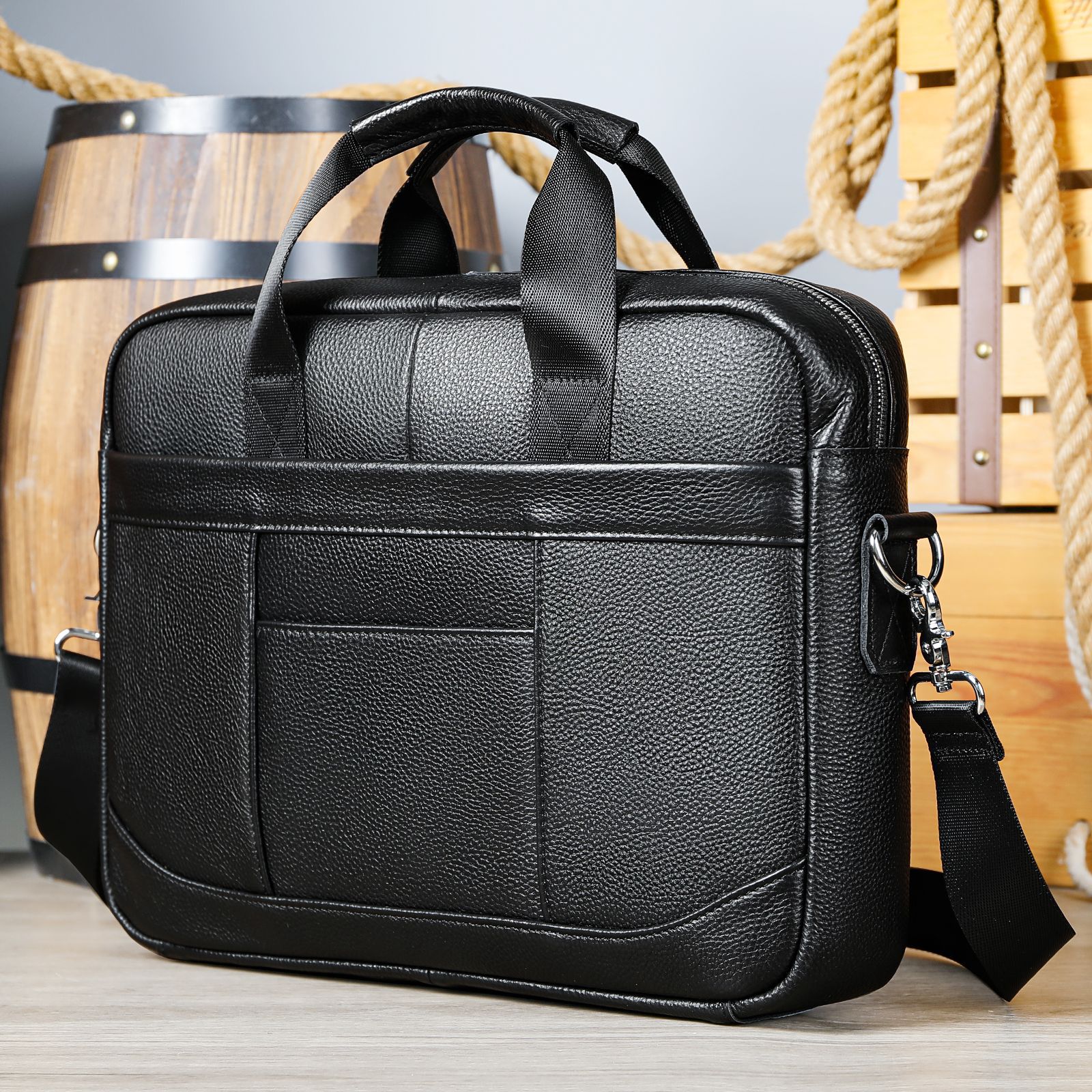 Men's Leather Business Shoulder Bag Laptop Briefcase - Premium Document Bag
