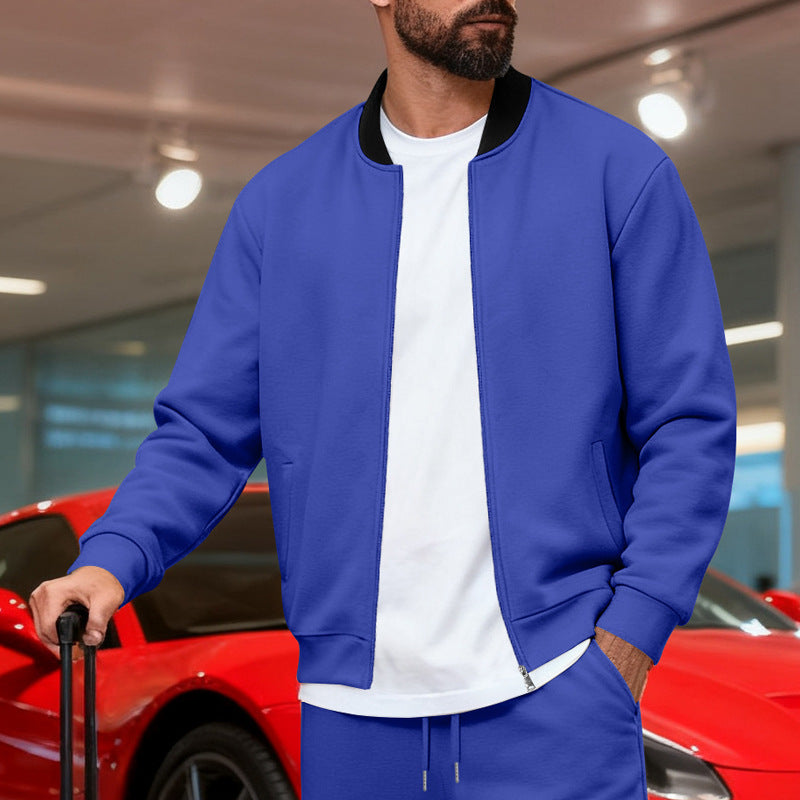 Men's Sport Casual Jacket with Stand-up Collar – Full-Zip Long Sleeve Jacket