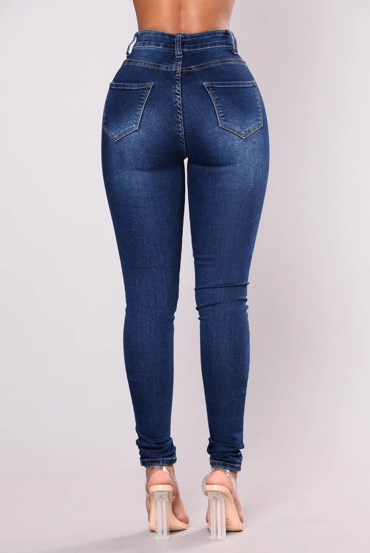 Women's High Waist Stretch Jeans | Skinny Pencil Denim Trousers