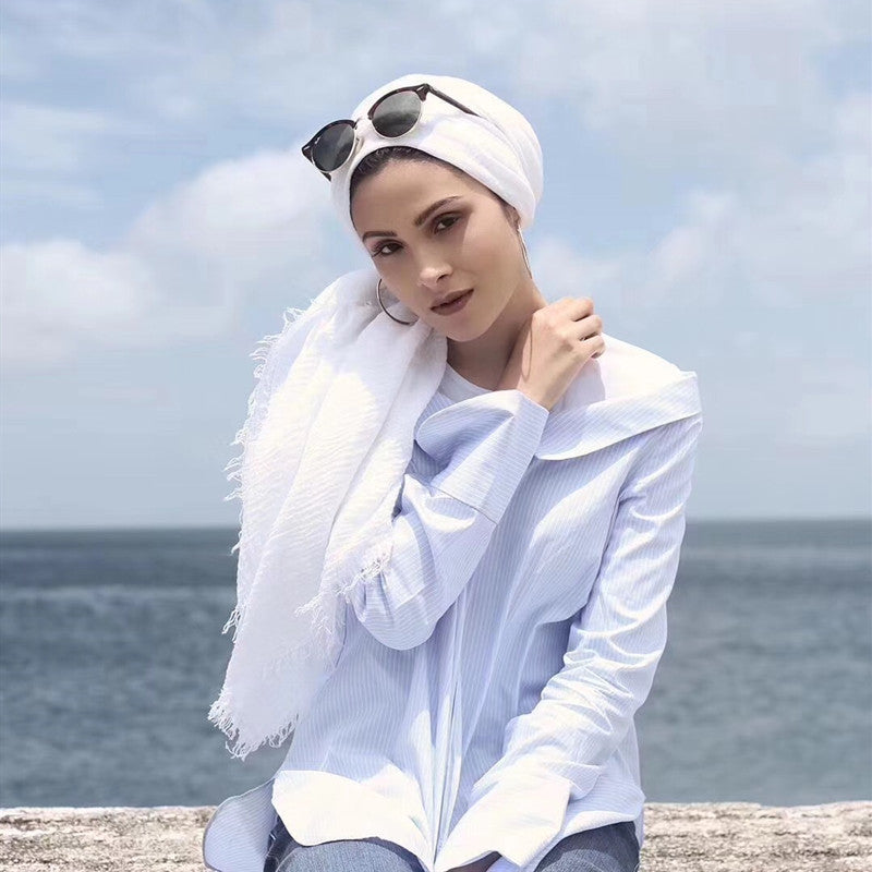 Damen Baumwoll Pashmina Schal | Weicher Fransen Hijab Stola