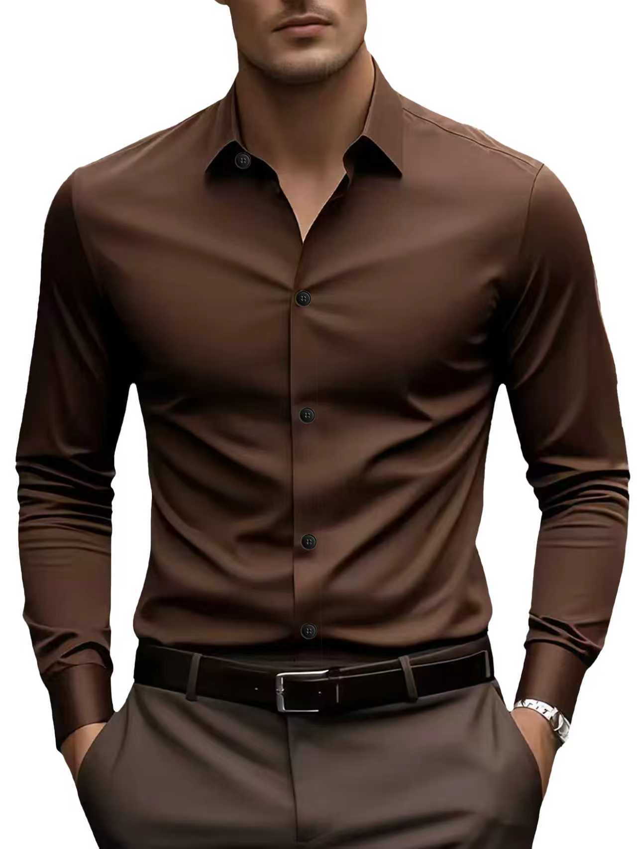 Men's White Business Shirt | Slim Fit Long Sleeve Office Shirt Elegant