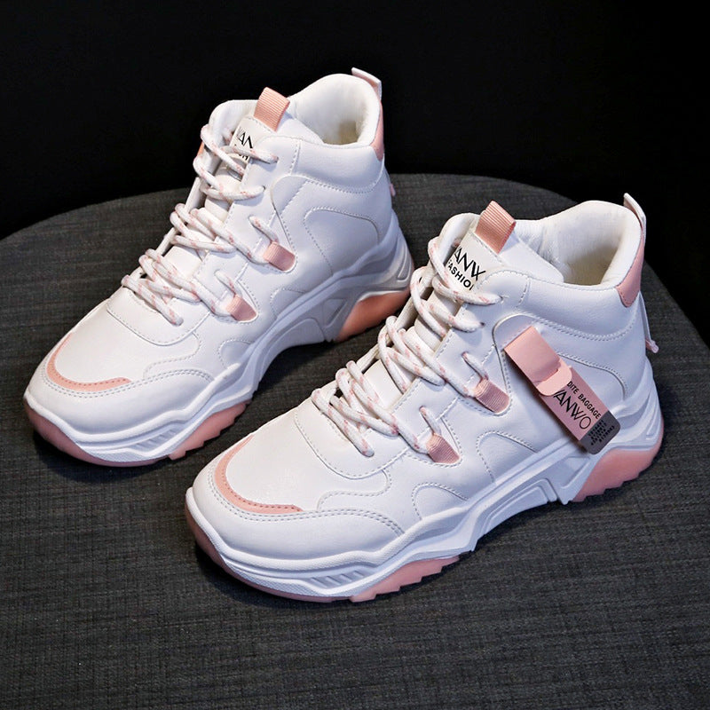 Women's White High Top Sneakers – Stylish Casual Shoes
