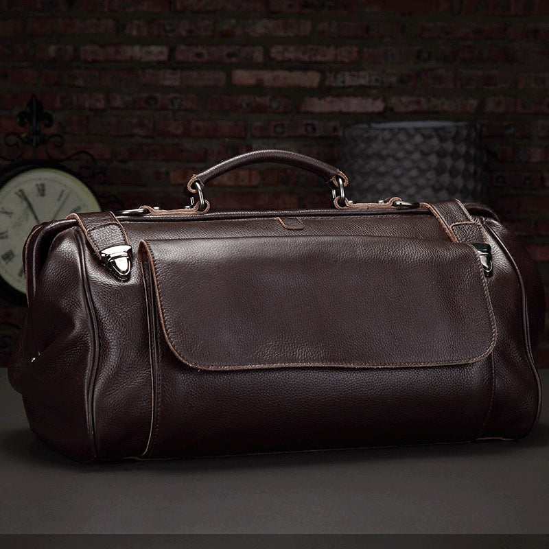 Genuine Leather Business Travel Bag | Luxury Men's Weekender