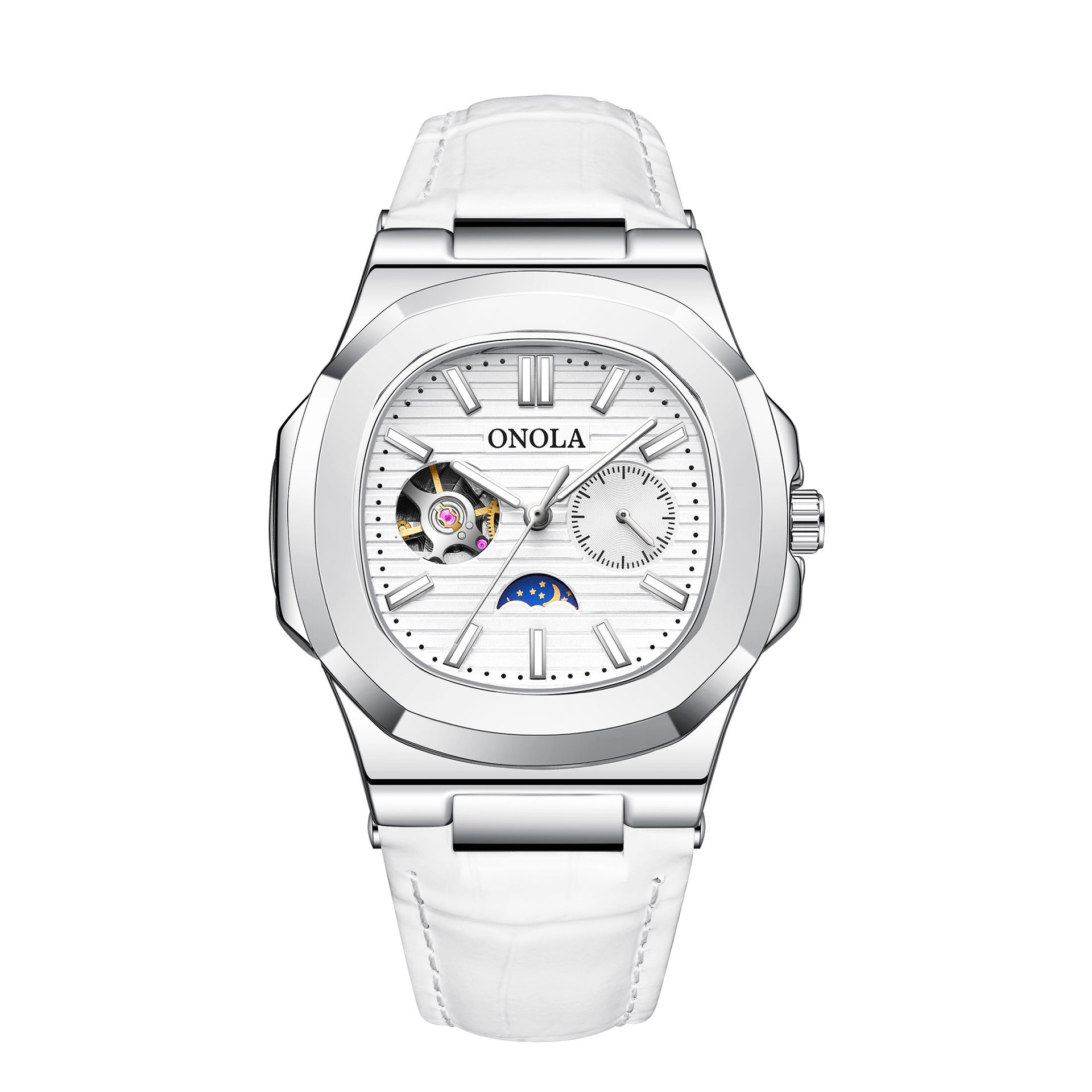 Men's Automatic Watch Luxury | Sun Moon Stars Leather Strap