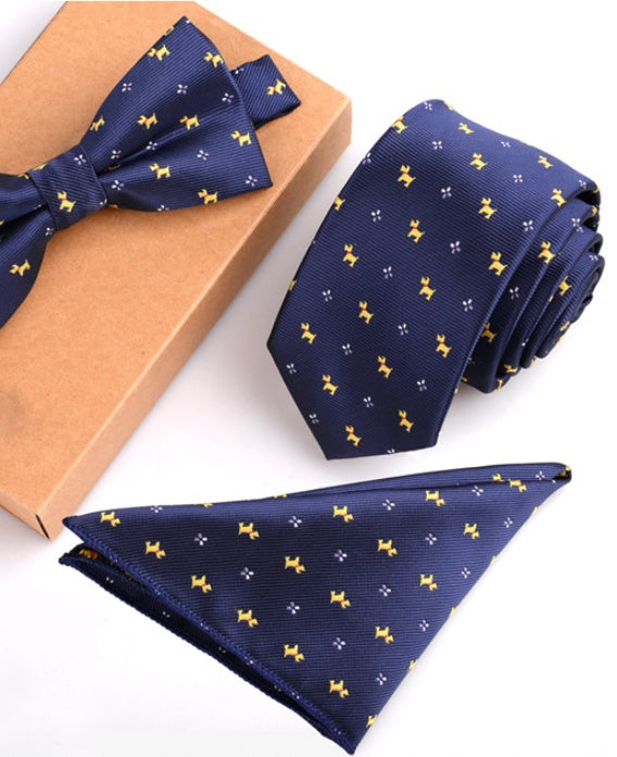 Men's Tie Set Slim Bow Tie Pocket Square elegant festive