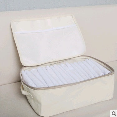 Canvas Storage Box Lid Zipper Clothes Organizer