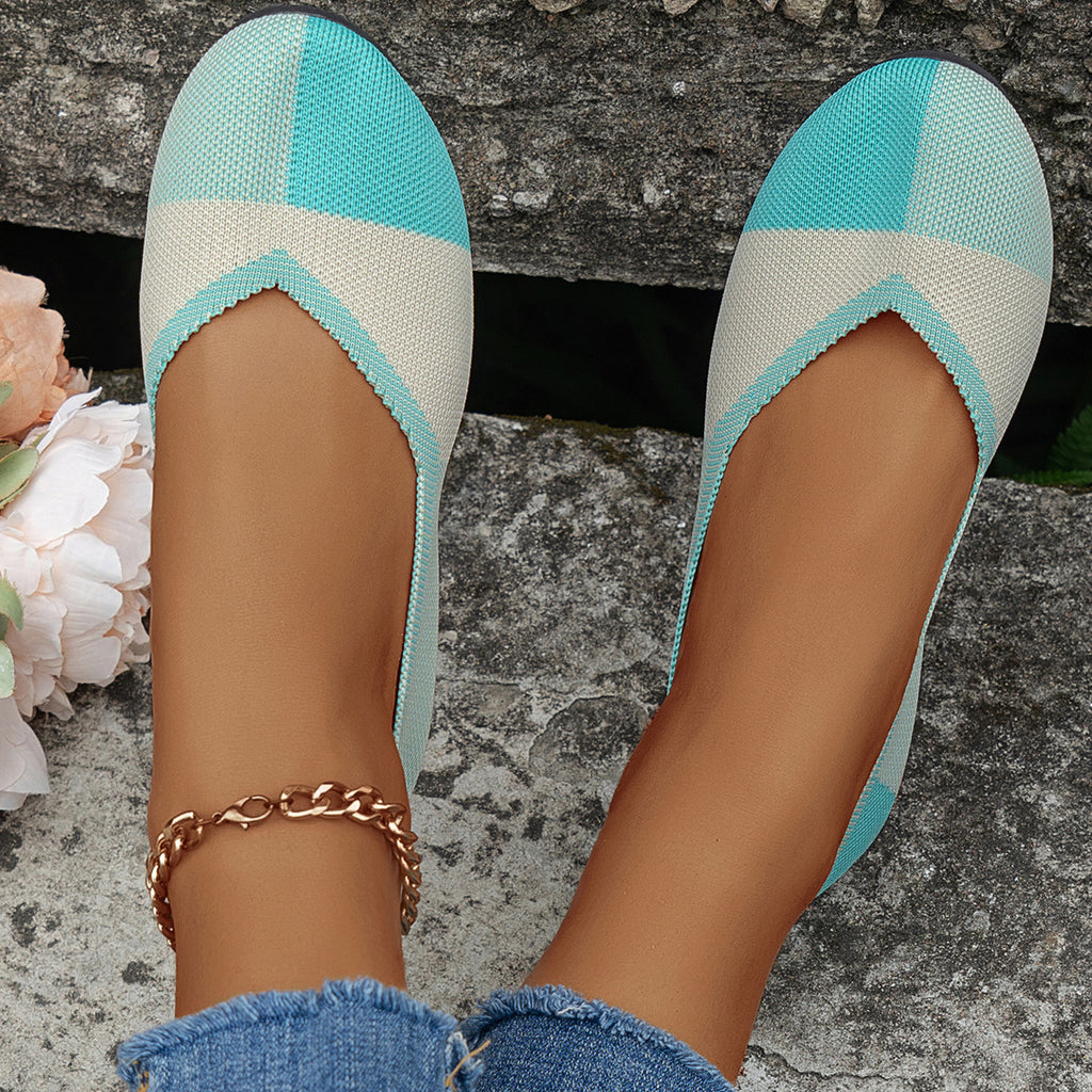 Damen Flyknit Loafer Colorblock | Atmungsaktive bequeme Flats