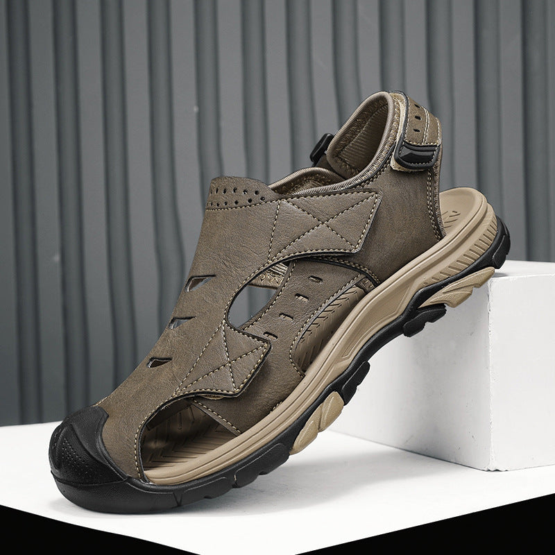 Men's XXL Leather Sandals Breathable Comfort Beach Shoes