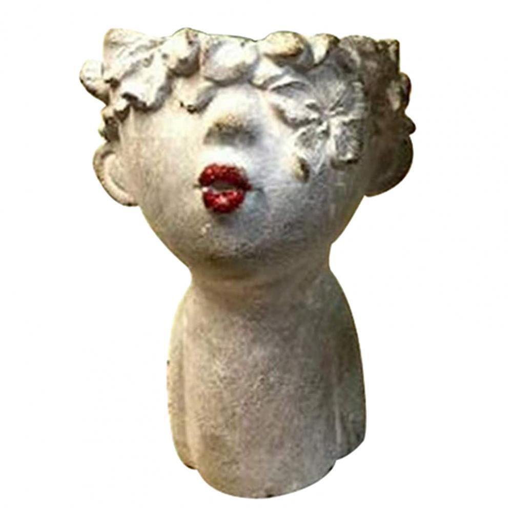 Kreativer Gesicht Blumentopf aus Resin – Moderne Garten Deko Figur