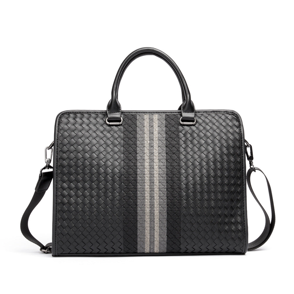 Men's Business Casual Shoulder Bag – Braided Laptop Briefcase