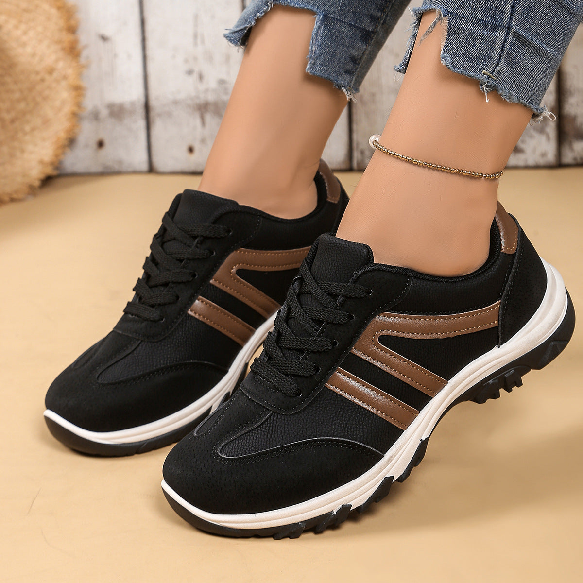 Retro Damen Halbschuhe | Colorblock Sneaker im Vintage Style