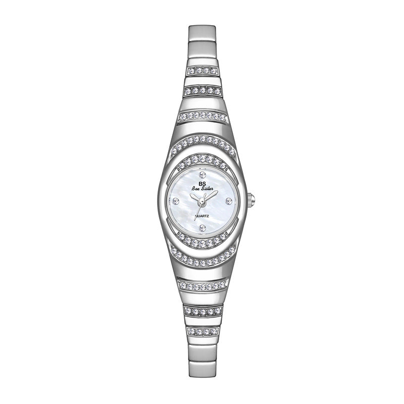 Damen-Goldarmbanduhr mit Diamanten, modische Damenarmbanduhr, Damen-Volldiamantuhr