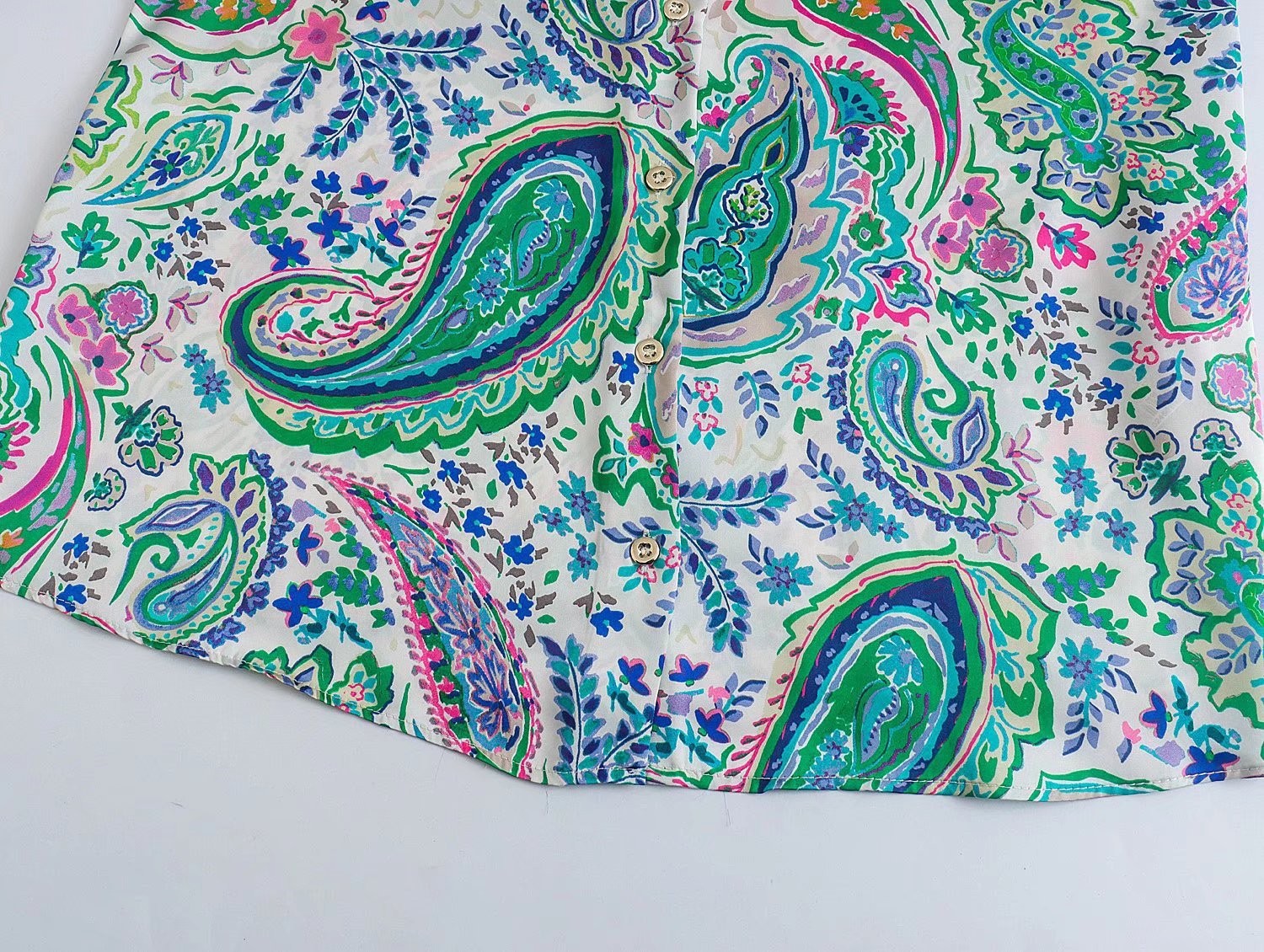 Damen Retro Print Bluse | Casual Langarmshirt Frühling
