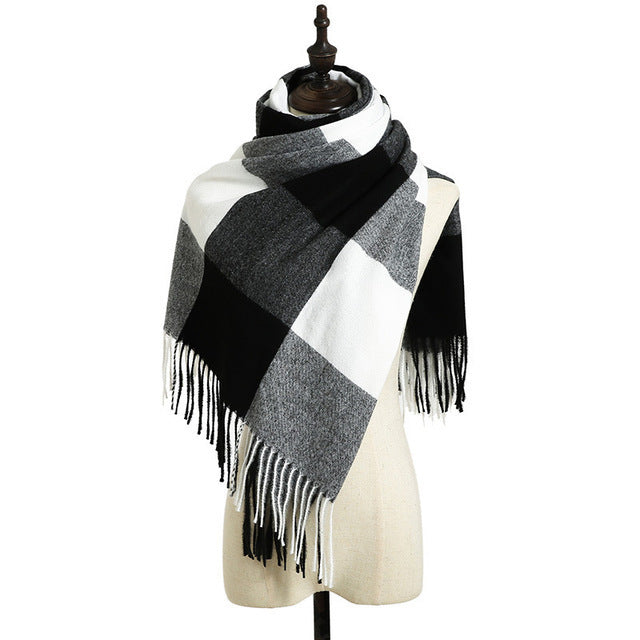 Women's Winter Plaid Scarf Warm Soft Large Shawl Wrap