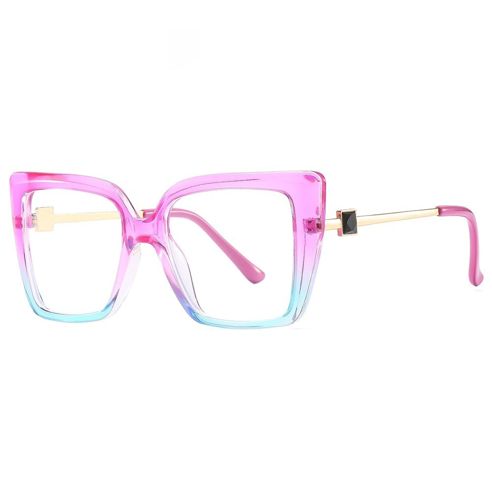 Luxuriöse Cat-Eye Damenbrille mit Strass | Große Farbige Statement-Fassung