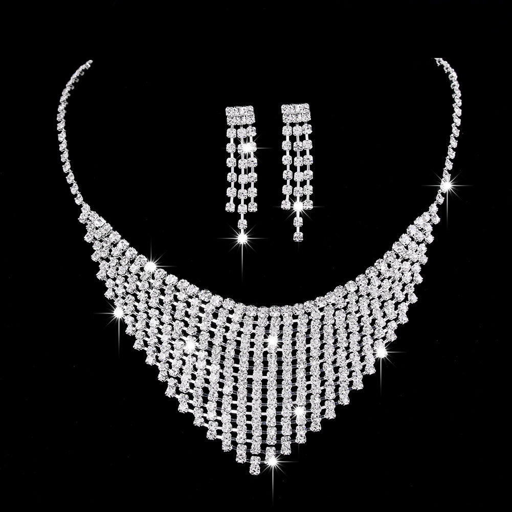 Luxury Teardrop Zircon Jewelry Set - Necklace & Earrings with Diamond Look