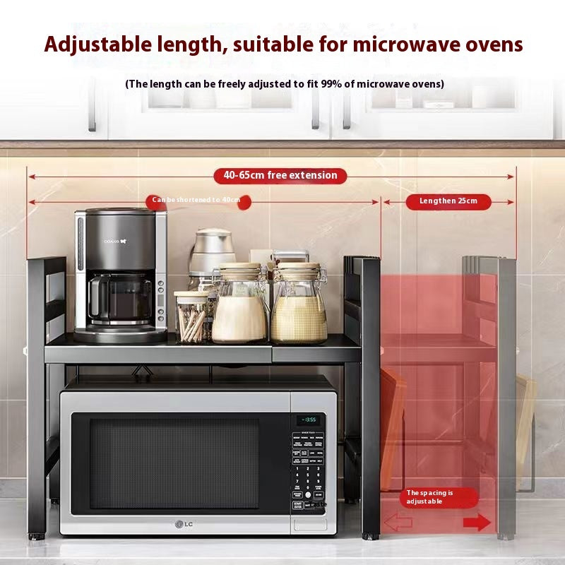 Extendable Microwave Shelf | Adjustable Steel Kitchen Rack