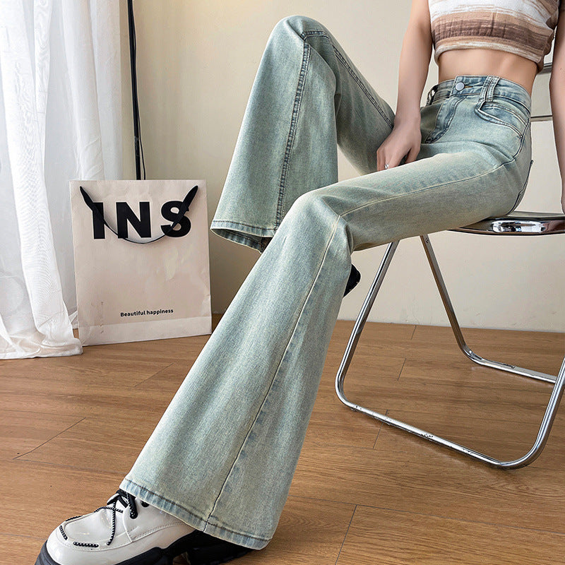 Women's Light Blue Flared Jeans in American Style – Trendy Flared Jeans