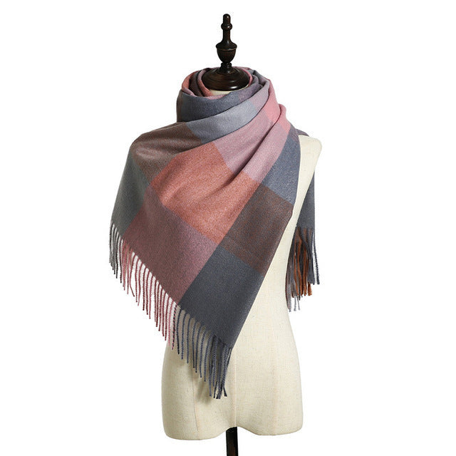 Women's Winter Plaid Scarf Warm Soft Large Shawl Wrap