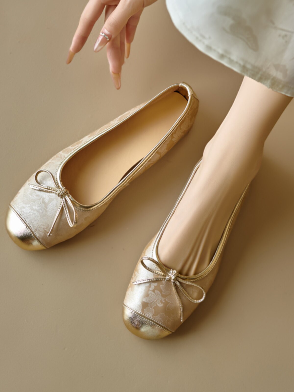 Damen Ballerinas mit Schleife | Komfort Flats Große Größen