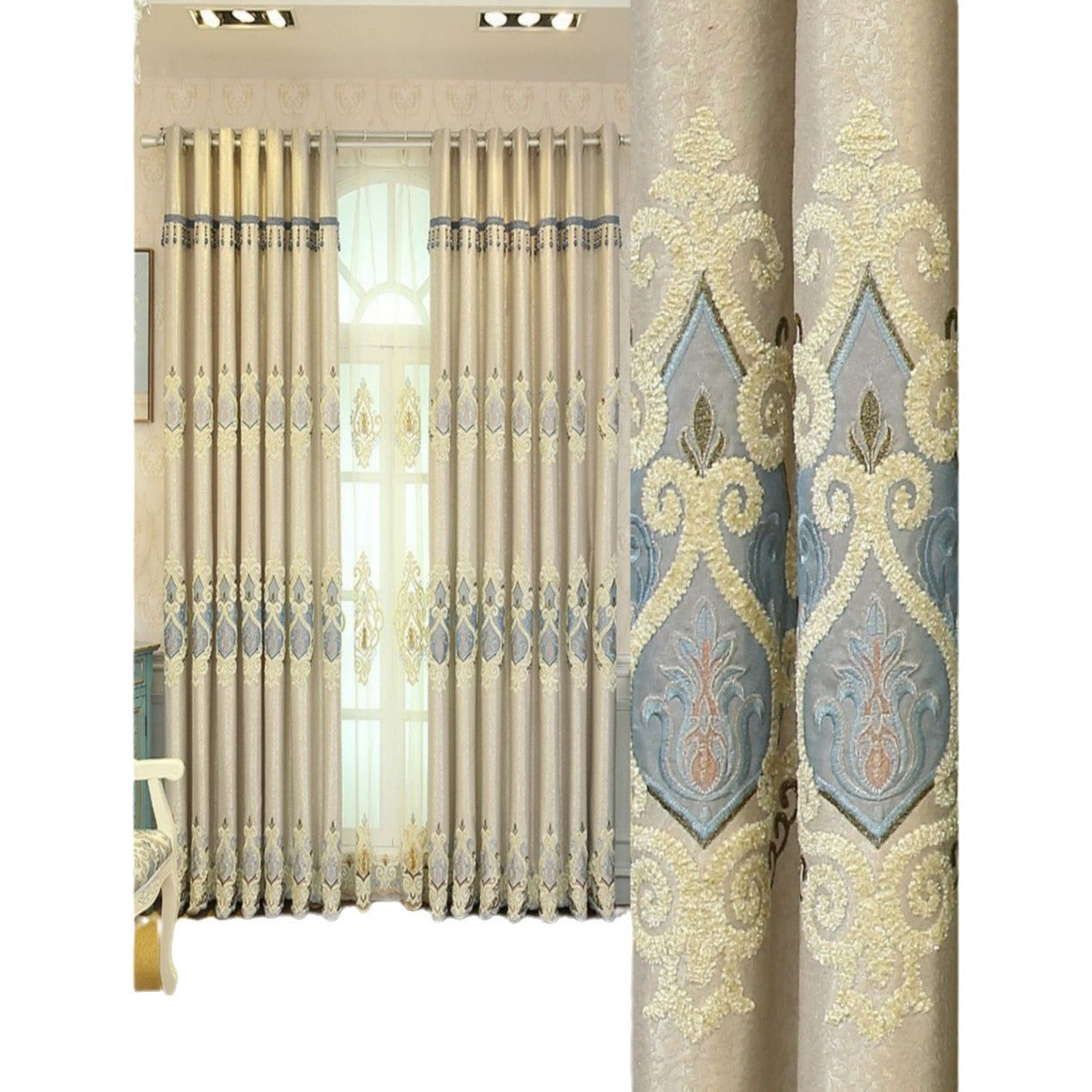 Embroidered Voile Curtain | Crown Design sheer modern