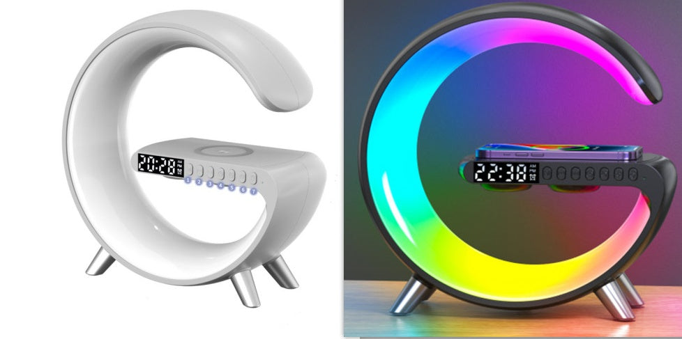 G-Shaped LED Lamp with Bluetooth Speaker & Wireless Charger | Smart Night Light App Control