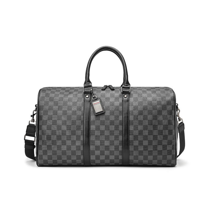 Large Crossbody Travel Bag Checkered Design - Korean Shoulder Bag