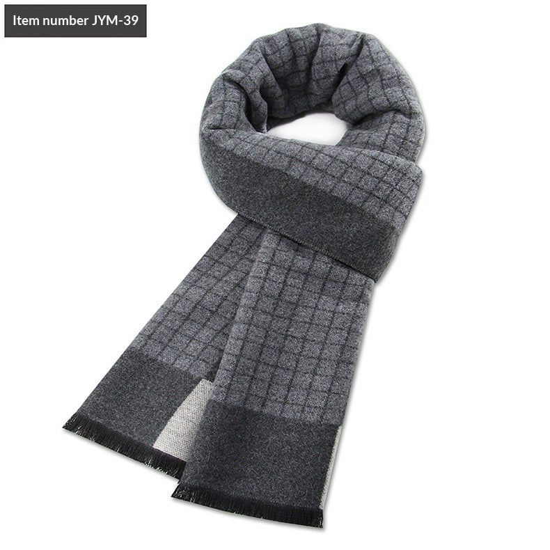 Men's Scarf Plaid Warm Wool Blend Winter Thick Elegant