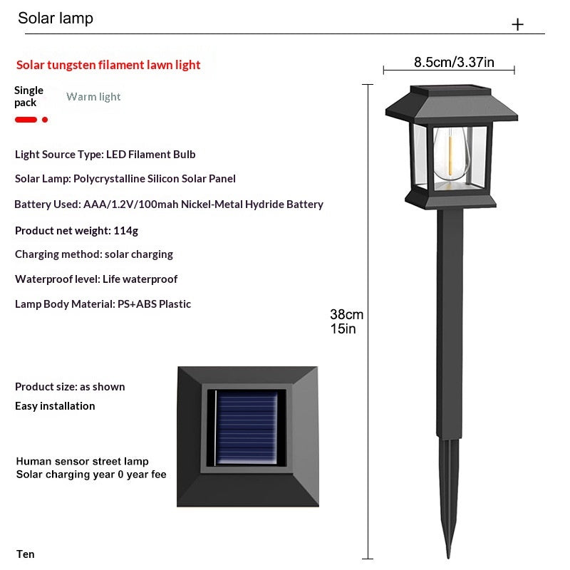 Solar Garden Light with Vintage Filament Design – Outdoor Ambient Landscape Light