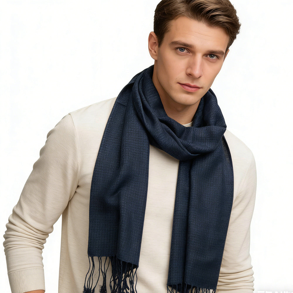 2er Schal Set Navy Fischgrät Jacquard elegant unisex Büro