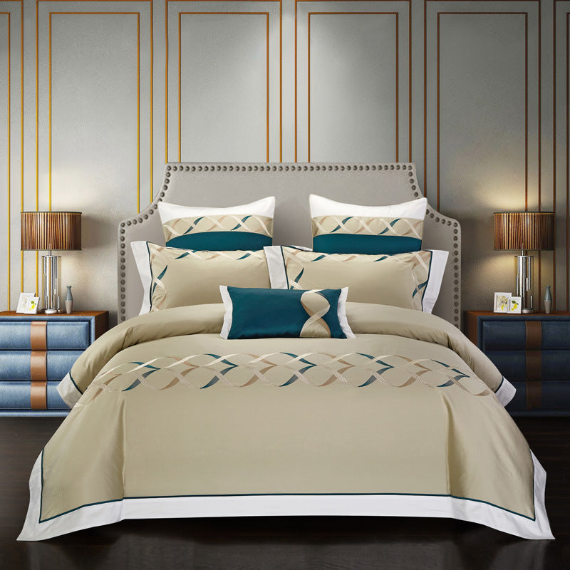 Duvet Cover Set Cotton Embroidery | elegant soft breathable