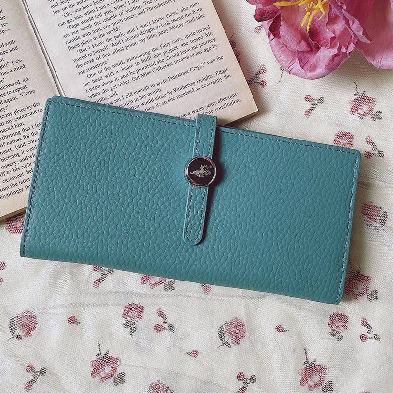 Genuine Leather Women's Wallets Luxury Long Hasp Litchi Pattern Coin Purses