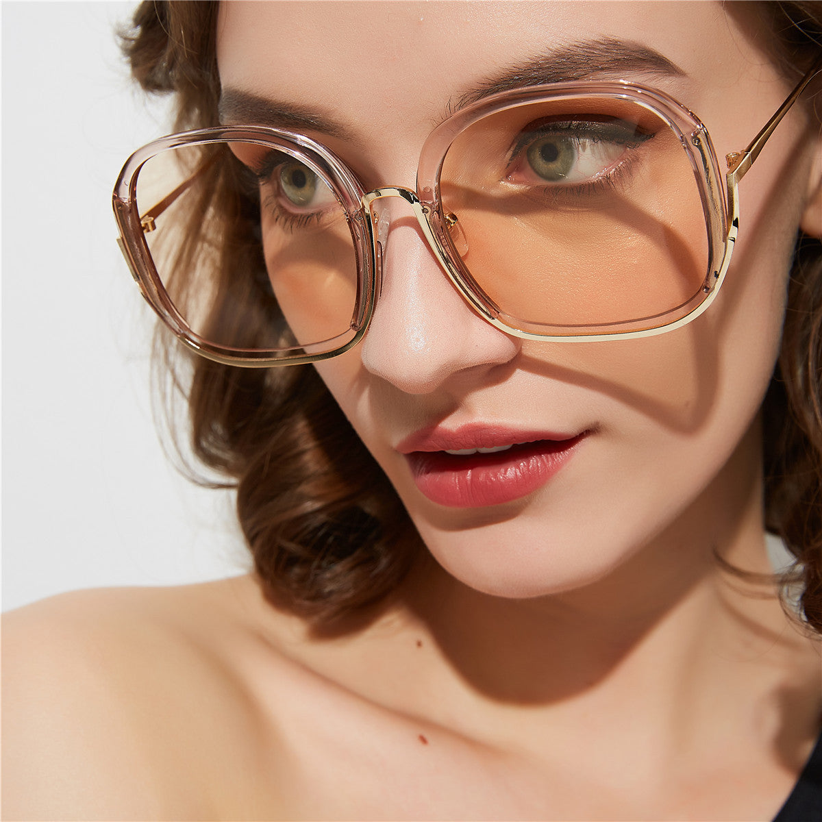 Damen Sonnenbrille Halbrahmen Oversize – Bunte Fashion Brille
