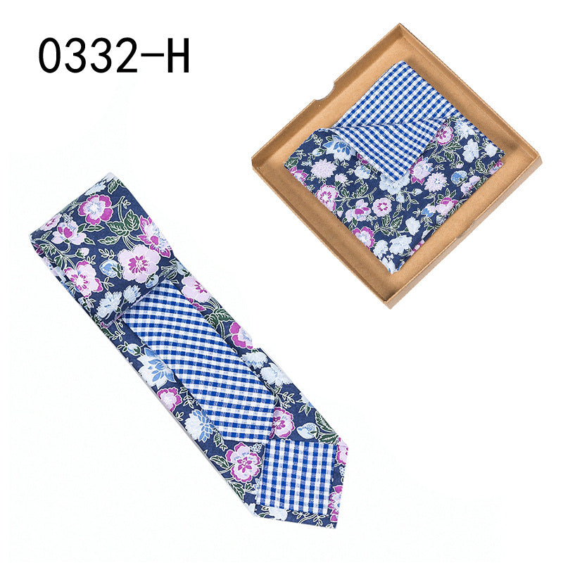 Herren Krawatte floral Baumwolle Einstecktuch elegant modern
