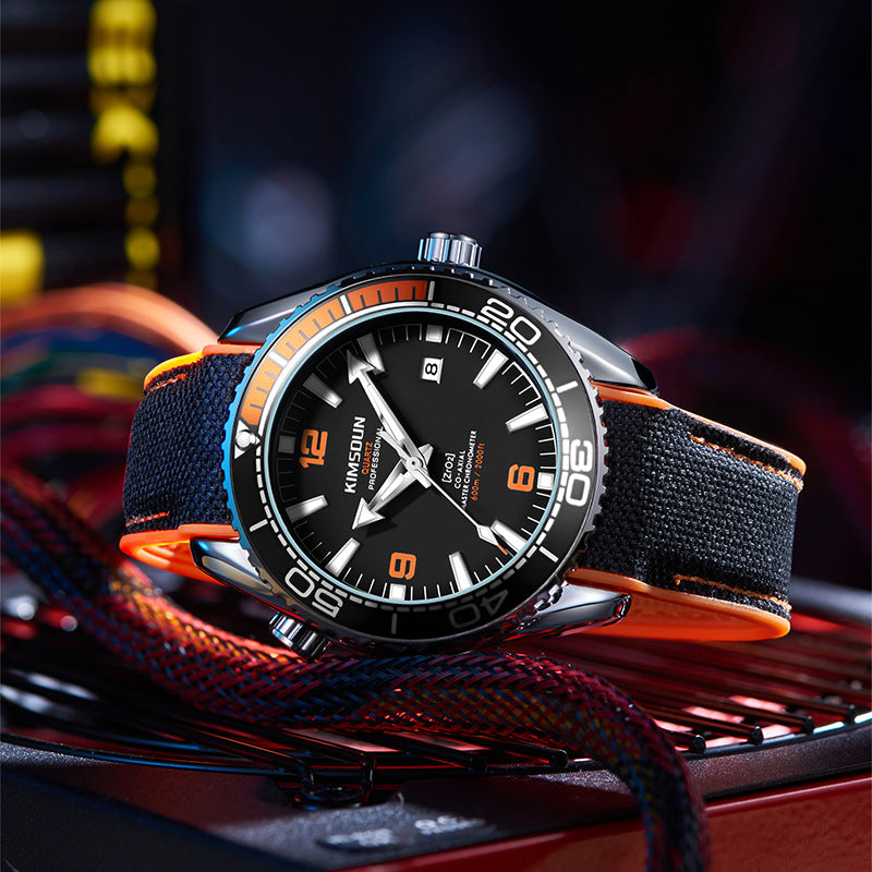Men's Automatic Skeleton Watch | luminous transparent case back