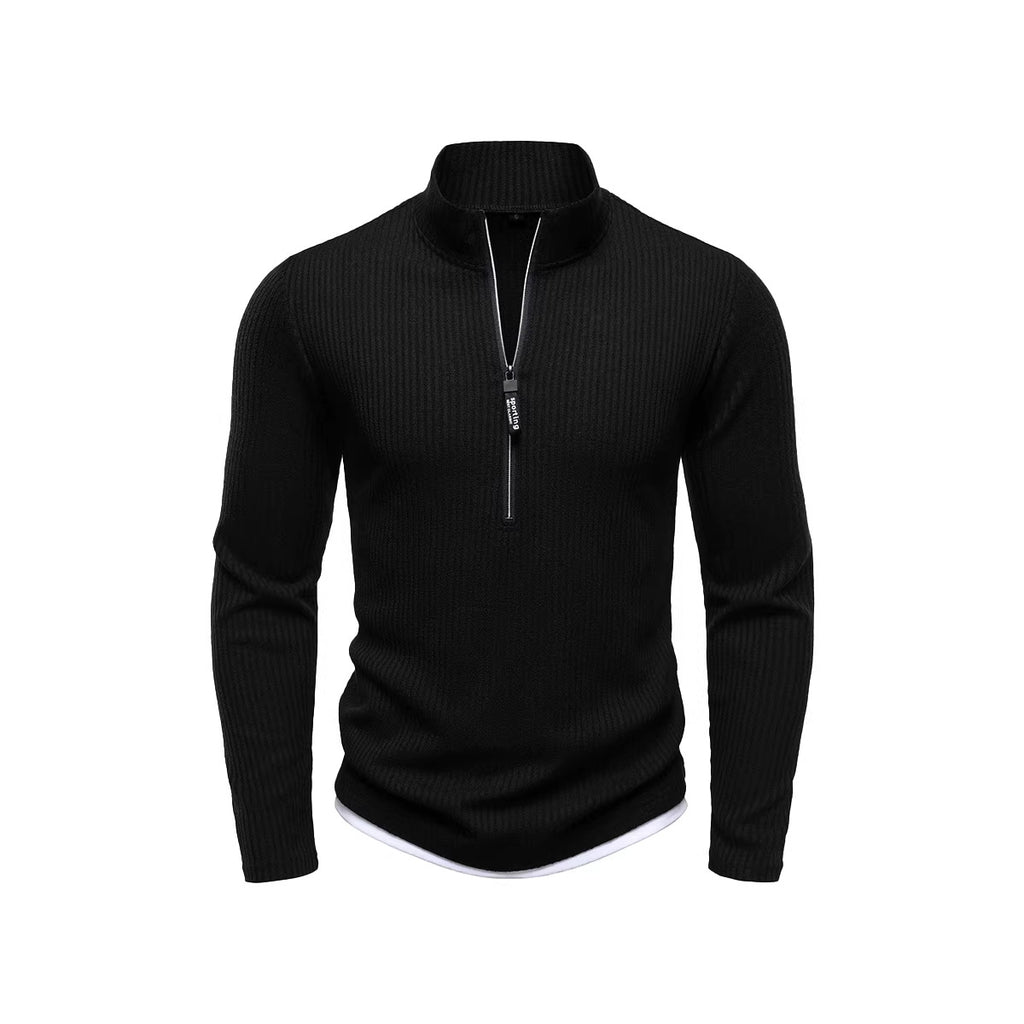 Men's Retro Half-Zip Knitted Sweater – Stand-Up Collar Sweater