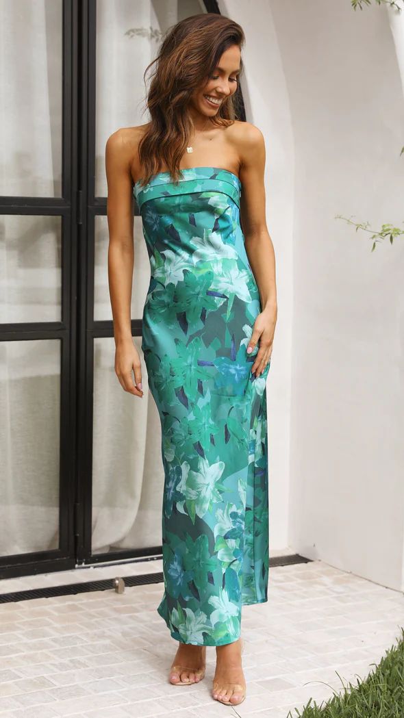 Floral Bandeau Maxi Dress - Backless Summer Dress for Party & Evening