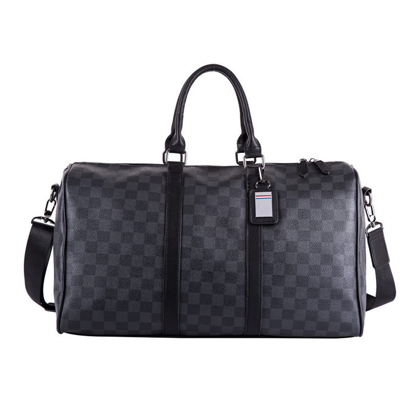 Large Crossbody Travel Bag Checkered Design - Korean Shoulder Bag