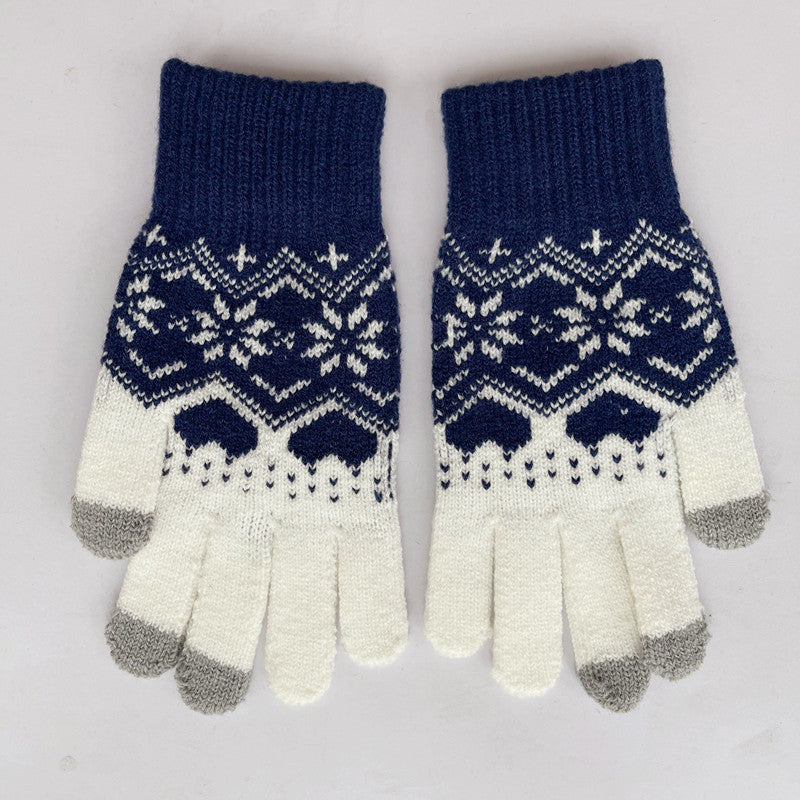 Touchscreen Winterhandschuhe Damen | Strick Schneeflocken Xmas
