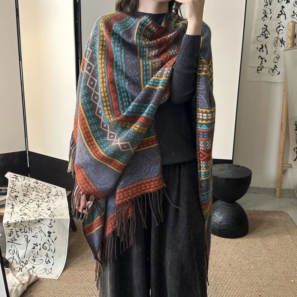 Women's Ethnic Poncho Scarf Cape Printed Warm Stylish